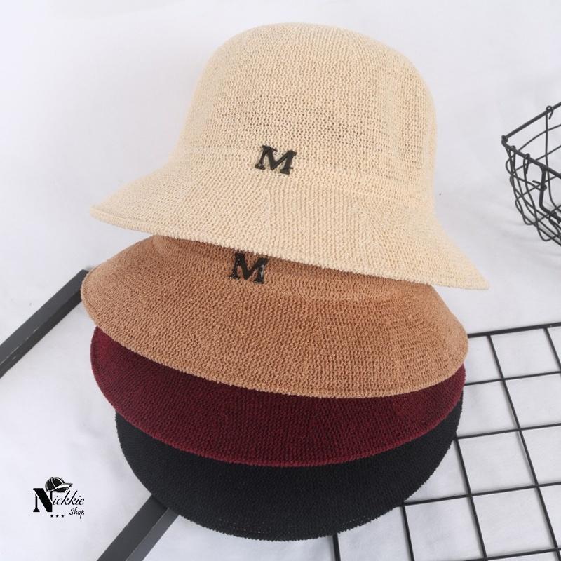 Nón Len Rộng Vành Chữ M Jussy Fashion Mũ Cói Vintage Đi Biển Kiểu Dáng Nhiều Màu Đẹp Chất Len Đan Dày Nhiều Màu