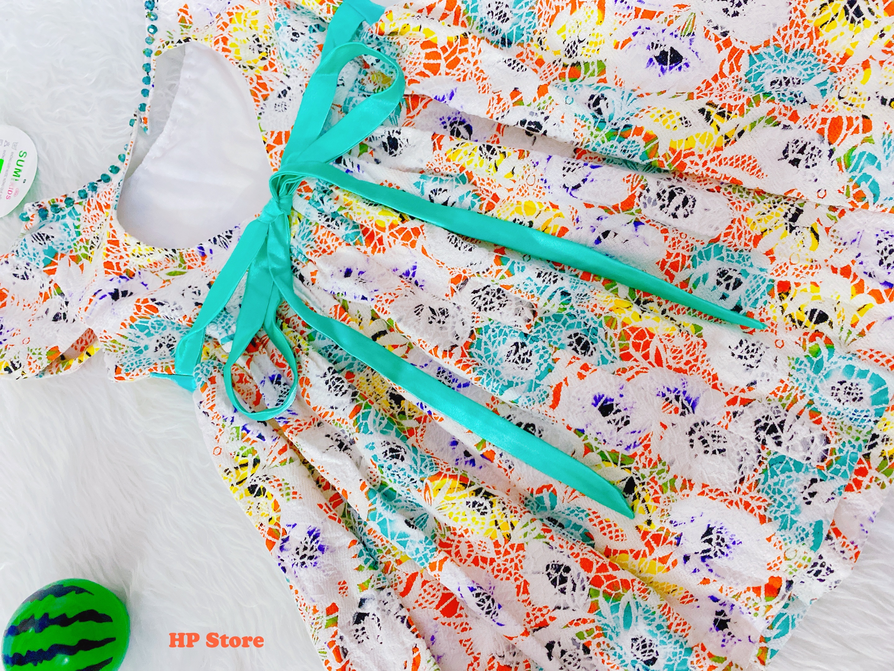 Đầm Bé Gái Size 7-24Kg, 5 Tháng Đến 6,5 Tuổi Công Chúa Hoa Phối Nơ Đính Ngọc, Đầm Dự Tiệc SUMI