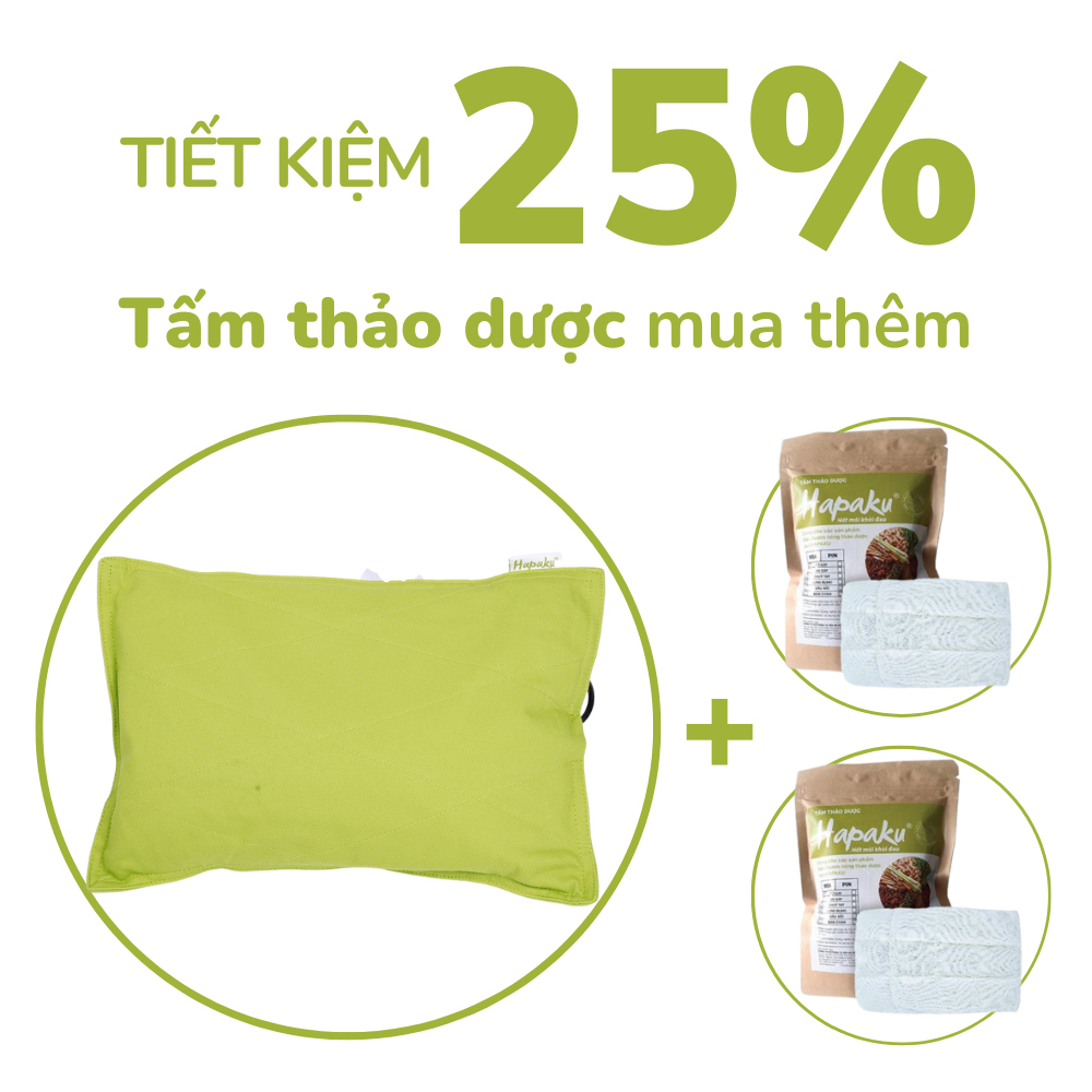 Gối Chườm Nóng Thảo Dược Hapaku - Làm Nóng Bằng Điện - Bộ Gối 2 Tấm Thảo Dược