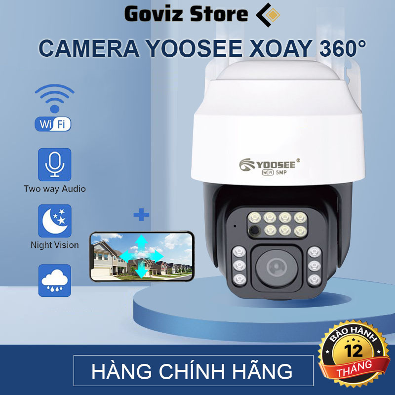 Camera Wifi Yoosee 5.0 Mpx Full HD, Dòng Ngoài Trời Xoay 360°,C12 Xem Đêm Có Màu-Đàm Thoại 2 Chiều-Phát Hiện Chuyển Động Chống Trộm-Hàng Nhập Khẩu