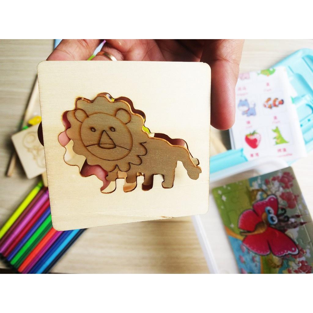 Bộ Khuôn Vẽ Tranh Và Tô Màu Bằng Gỗ Phát Triển Kỹ Năng Cho Bé