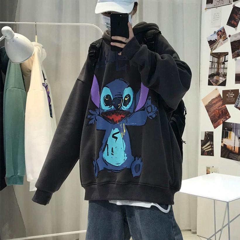 Áo Hoodie Unisex Chuột Stitch chất Liệu Nỉ Bông Xuất Hàn Cao Cấp