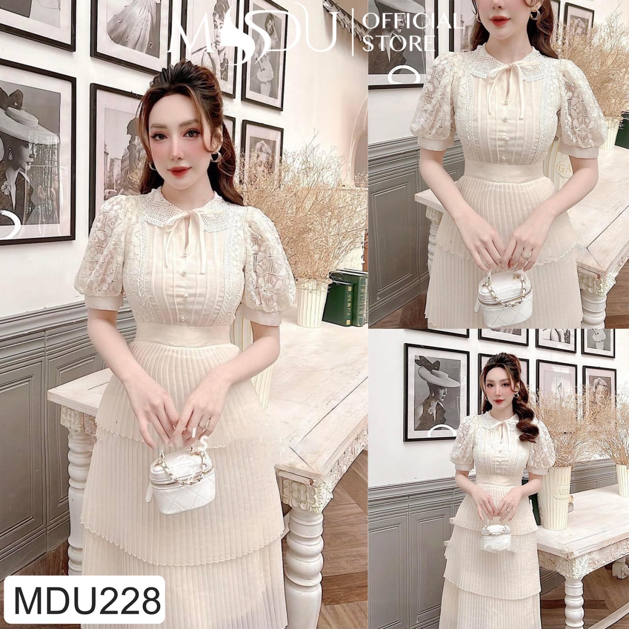 Đầm dự tiệc thiết kế cổ tròn thắt nơ MDU228 - GLADY DESIGN  [kèm ảnh thật