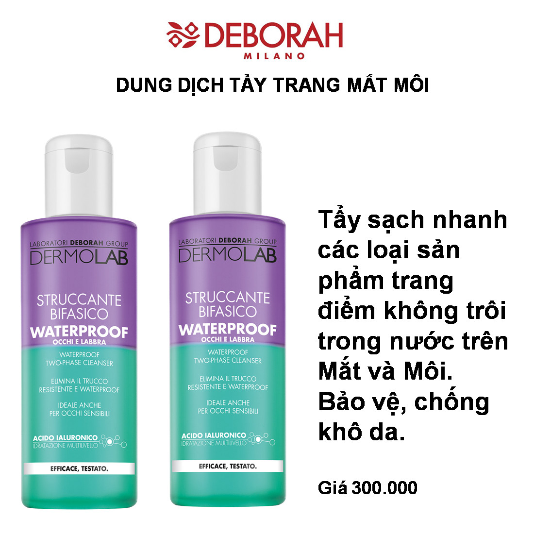 Nước tẩy trang mắt và môi Dermolab - Waterproof Two-Phase Cleanser 150ml