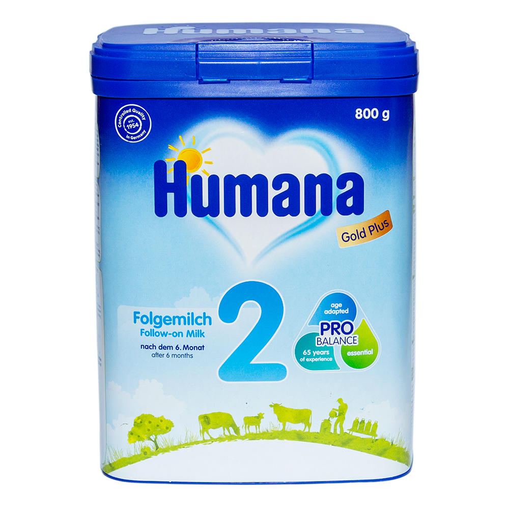 (Combo 4 hộp) (04/07/2024) Sữa Bột Humana Gold Plus 2 800g - Sữa Công Thức Dành Cho Trẻ Từ 6 Đến 24 Tháng Tuổi Nhập Khẩu Từ Đức - Hàng Chính Hãng