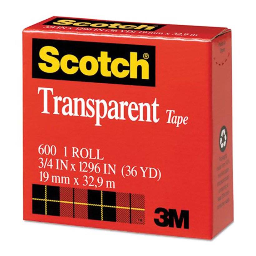 Băng keo Scotch Transparent Tape 600 19mmx32,9m (Lốc 4 cuộn)