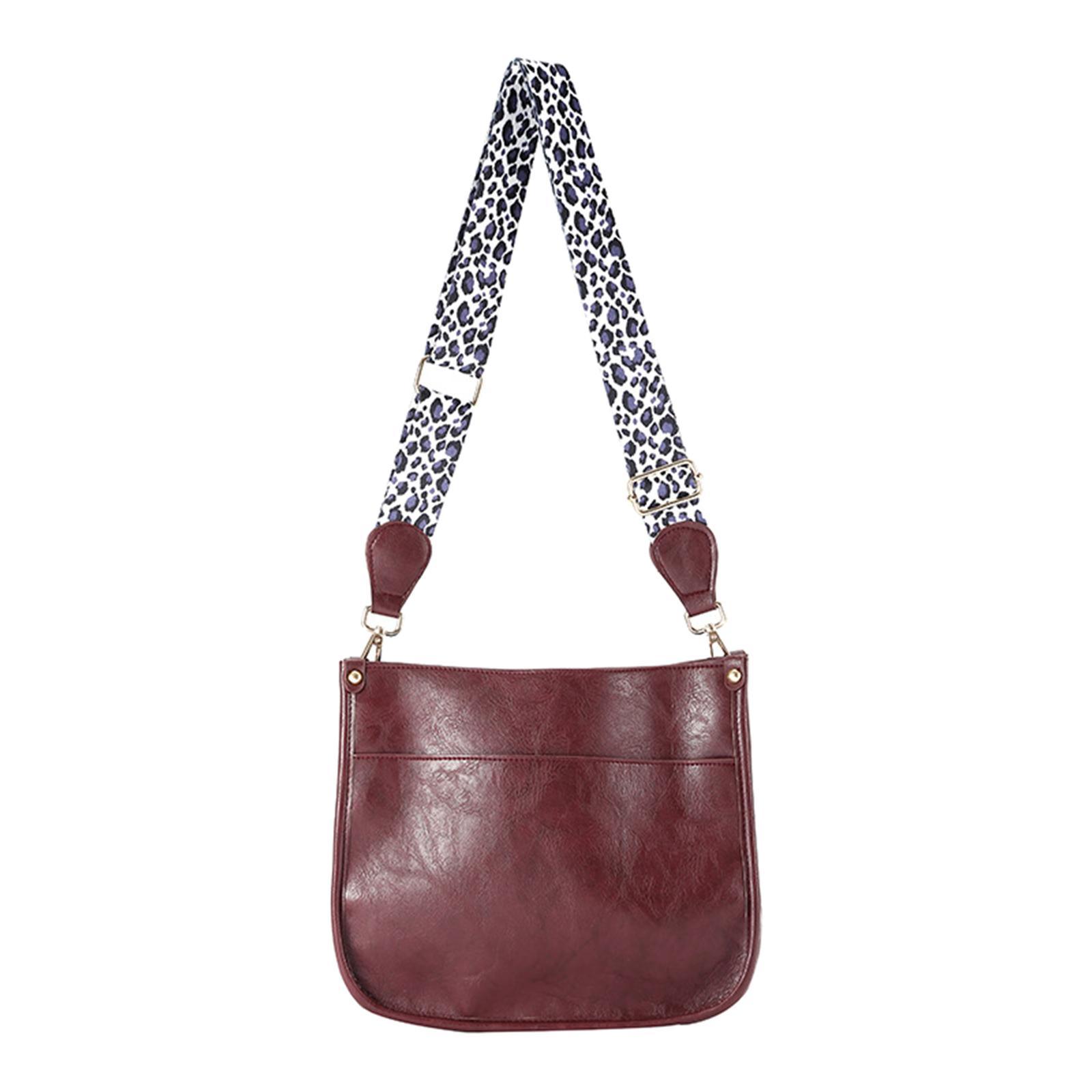 PU Leather Women Single Shoulder Bag, Leopard Straps Shoulder Purse Casual Crossbody Bag for Mobile Phone Travel Shopping Exhibition Girls