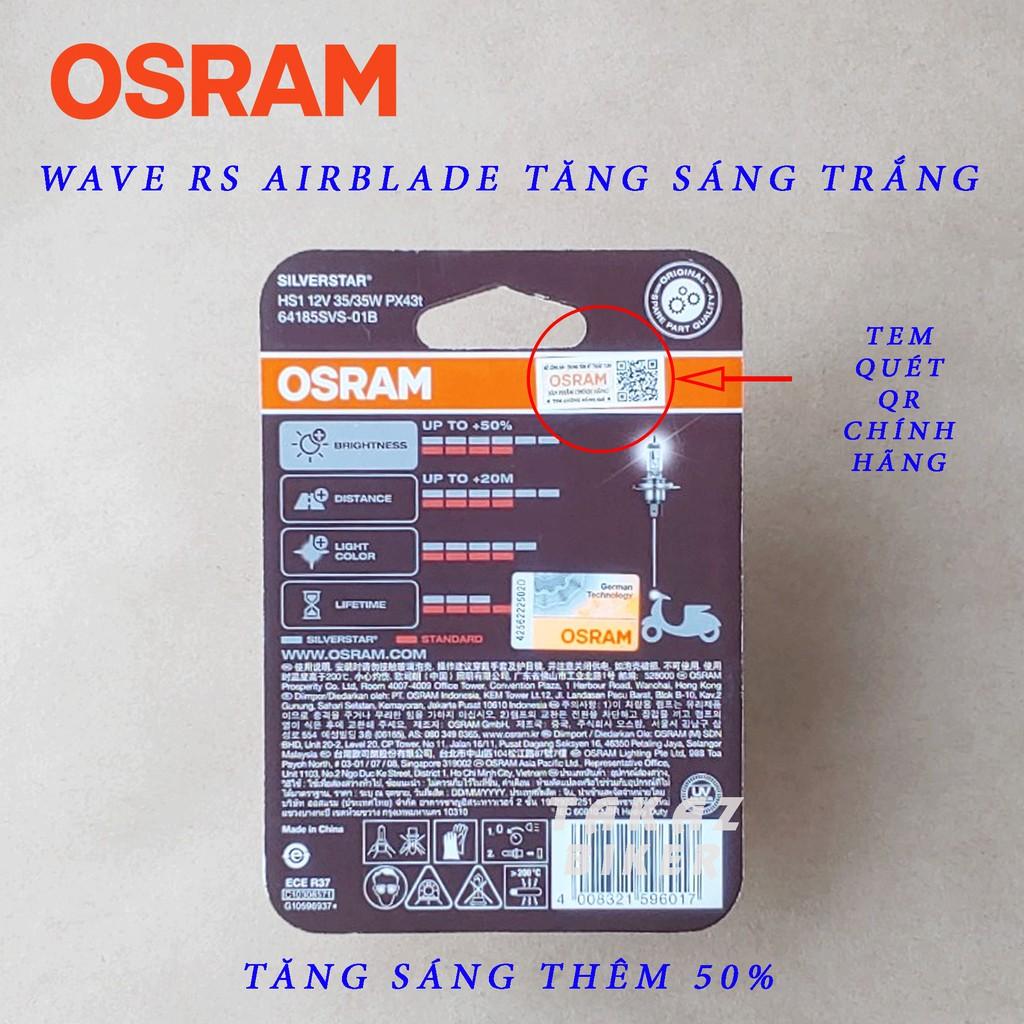 Bóng đèn HAL OSRAM HS1 Air Blade, Wave RS , Exciter , Vison tăng sáng +50% màu trắng 64185SVS-01B 35/35W 12V