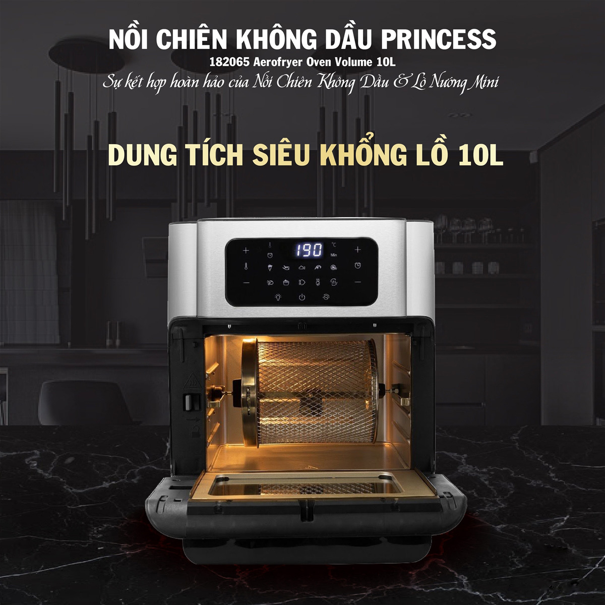 Nồi chiên không dầu Princess 182065 - dung tích lớn 10L - Hàng chính hãng