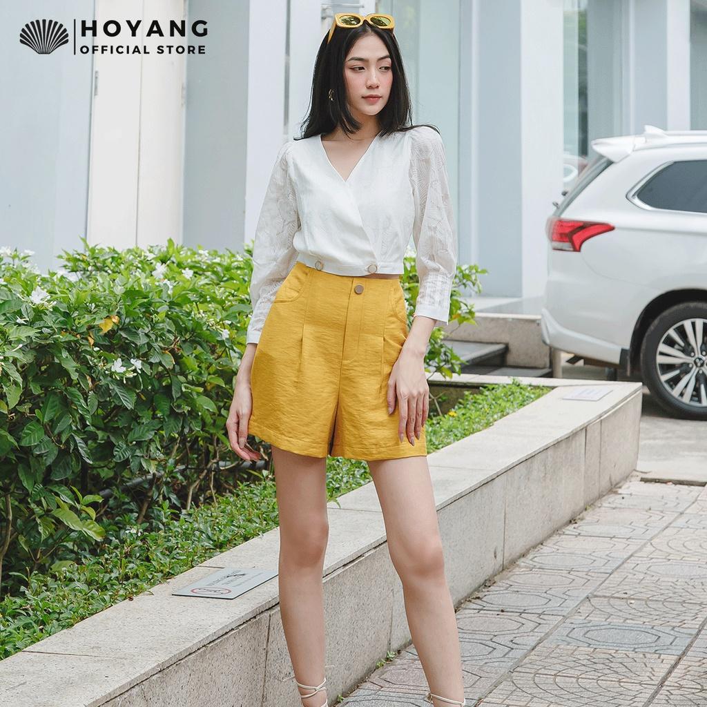 Áo Croptop Tay Dài Hoa Chìm Sang Trọng HOYANG AHY05