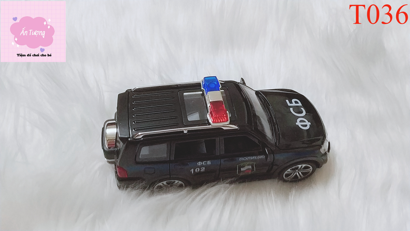 ( Xe kim loại) Xe ô tô cảnh sát 2 màu trắng, đen mẫu mới hãng Che zhi model