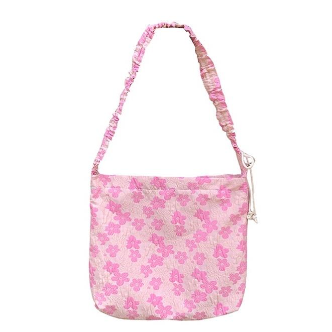 Túi Vải Đeo Chéo Hoa Hồng Dây Rút