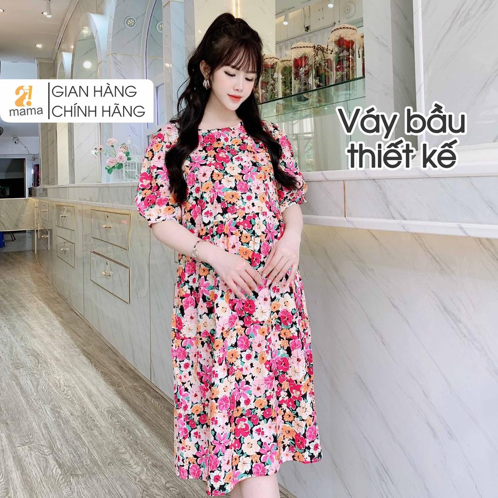 Váy bầu thiết kế 2MAMA dáng suông đuôi cá hoa nhí V75