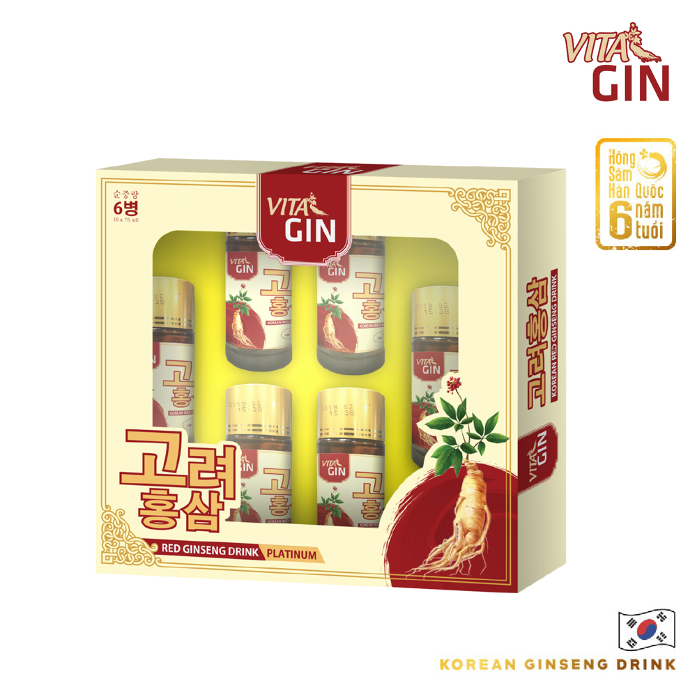 Nước Hồng Sâm Hàn Quốc VITAL GIN PLATINUM (6 chai x 75ml)