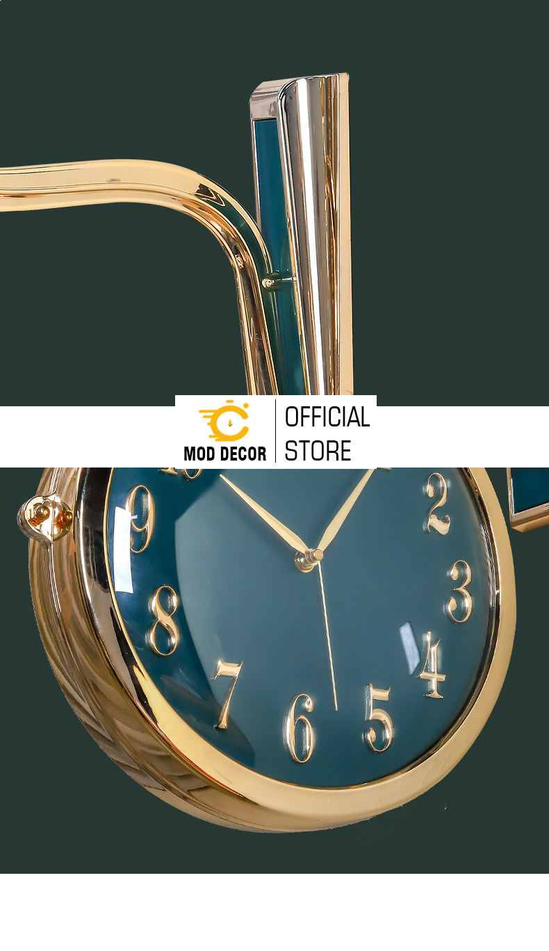 Đồng hồ treo tường kim trôi Én xanh 2 mặt 7937