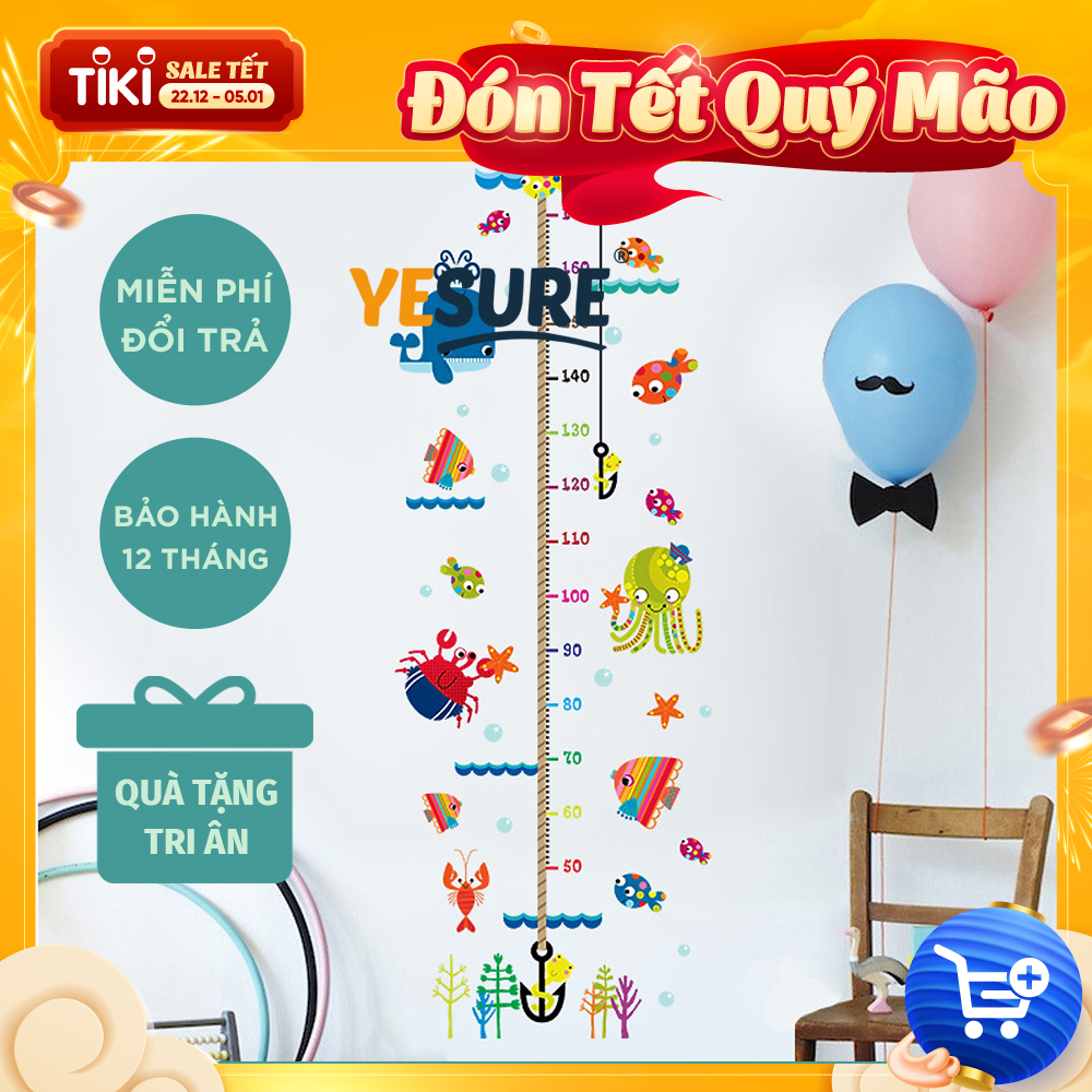 Miếng dán sticker Cleverbees đo chiều cho bé cao từ 60 cm tới 180 cm dán tường trang trí hình hoạt hình ngộ nghĩnh dễ dán Mẫu Clickmua23- Nhiều mẫu lựa chọn