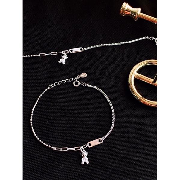 Lắc tay bạc nữ gấu Teddy nạm đá bạc 925 cao cấp-Minh Tâm Jewelry