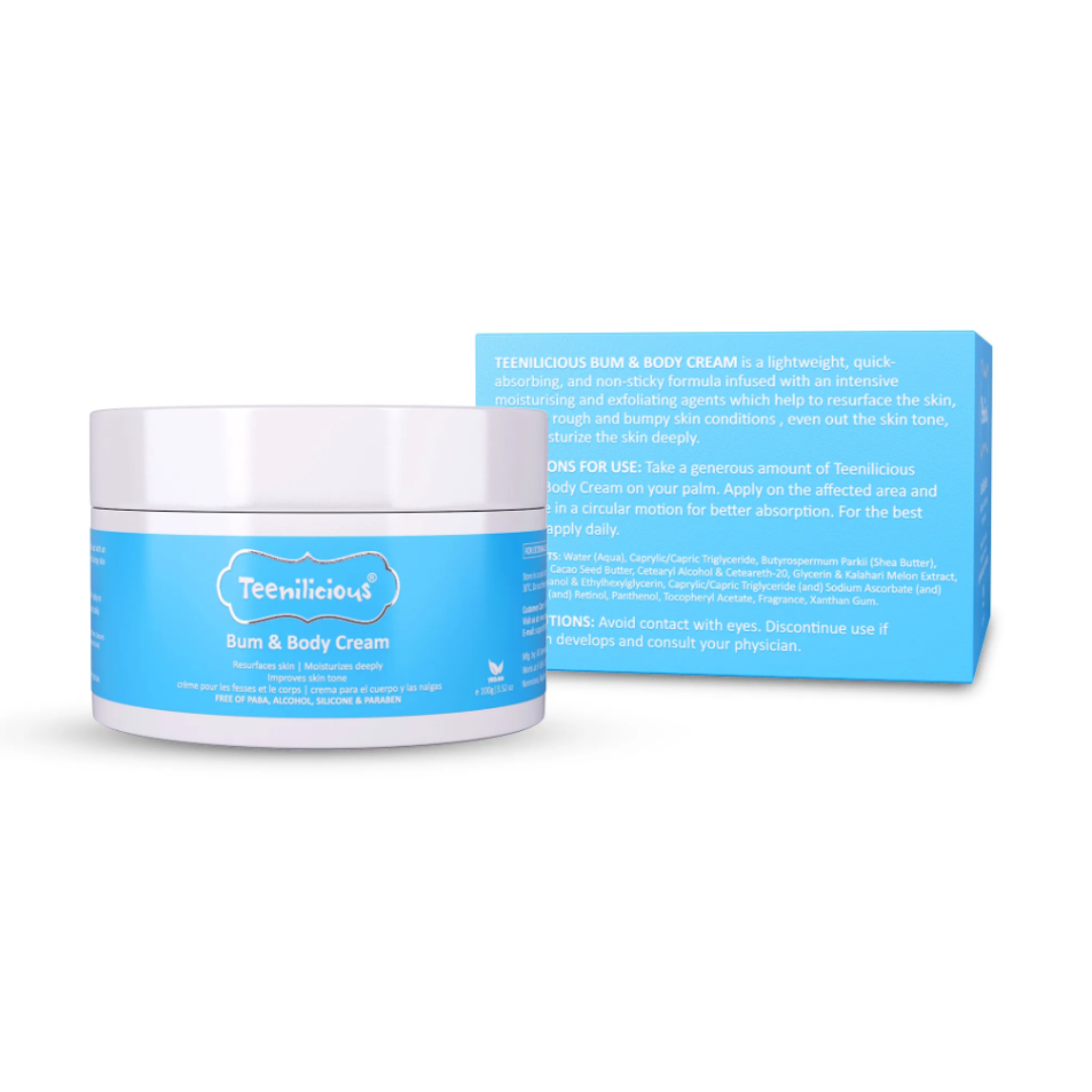 Kem Dưỡng Da Body, Hỗ Trợ Làm Sáng Da Vùng Mông Và Toàn Thân Teenilicious Bum &amp; Body Cream - 100g