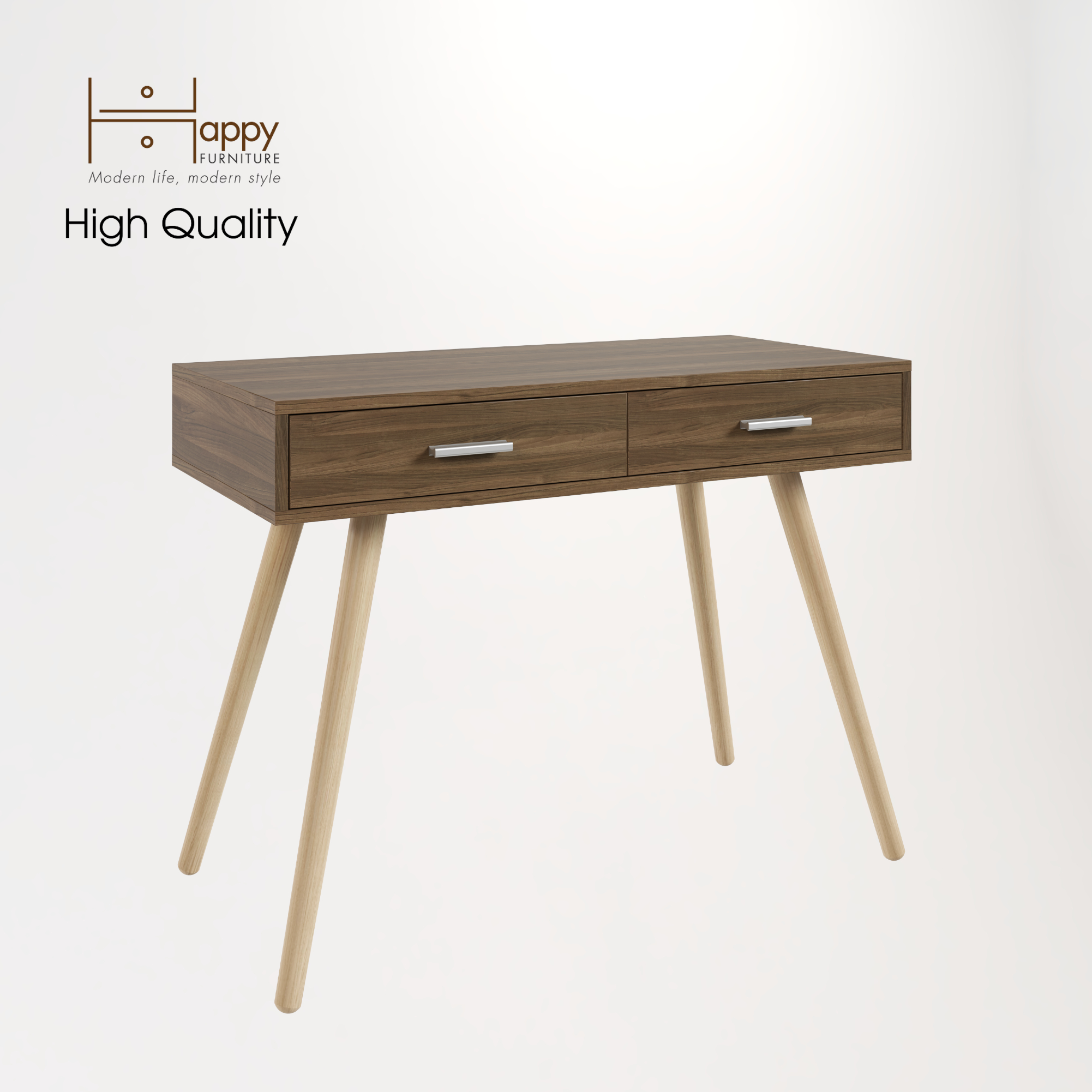 [Happy Home Furniture] OSRI, Bàn trang điểm 2 ngăn kéo - chân gỗ chéo ,  100cm x 45cm x 75cm ( DxRxC), BAN_004