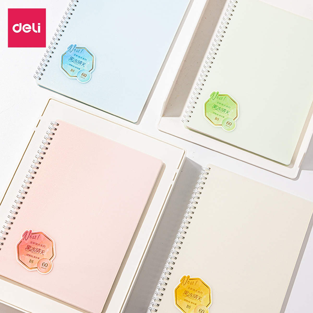 Sổ Tay Ghi Chép Lò Xo Bìa Nhựa A5 / B5 120 Trang 100 Trang 80 Gsm Kẻ Ngang Màu Pastel Deli - Phù Hợp Làm Sổ Kế Hoạch, Sổ Nhật Kí, Tập Vở Ghi Chép - QLPA560 / QLPB560