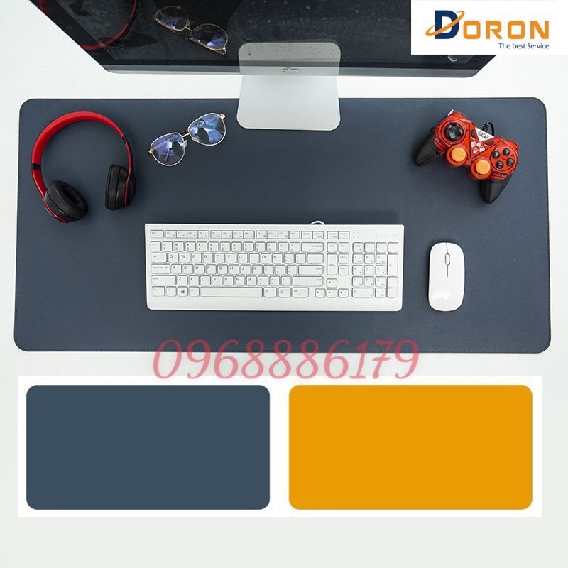 Bàn Di Chuột - Miếng Lót Chuột Cỡ Lớn Doron-HDC01 Size 40x80, 45x90 cm - Kiêm Deskpad Thảm Da, Trải Bàn Làm Việc Chống Nước Dùng Được Hai Mặt - Hàng Nhập Khẩu