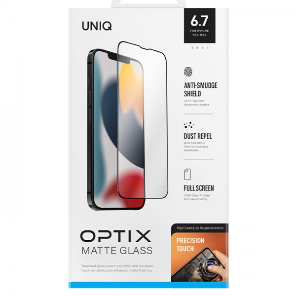 Miếng Dán Cường Lực Chống Vân Tay UNIQ OPTIX Matte cho iPhone 13 Pro Max / 13 Pro / 13 / 13 Mini_Hàng Chính Hãng