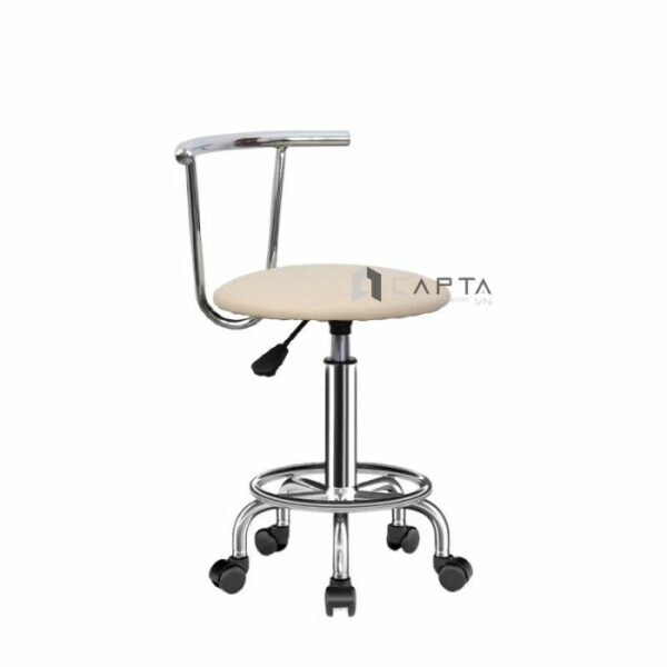 Ghế kỹ thuật viên có nệm CB2307-2P Nội thất Capta Ghế bar ghế tư vấn lưng tựa sắt mạ chrome bóng chân thép mạ có bánh xe
