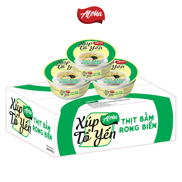 Xúp Tổ yến Thịt bằm Rong biển Aloha ăn liền – Tô 55gr - Thùng 24 tô