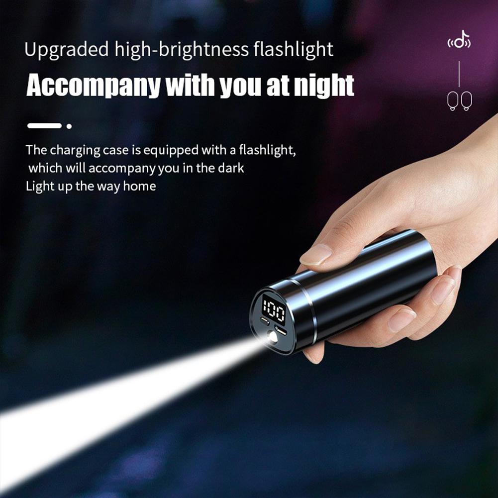 N21 Tws5.2 Bluetooth-compatible Headset Touch-screen Display Binaural Wireless Sports Headphones With Flashlight