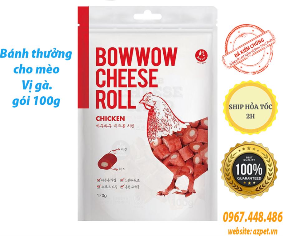 Bánh Thưởng cho chó, Bánh BOWWOW Phô Mai Thịt Gà - 100g. Snack cho chó - Bowwow Hàn Quốc.