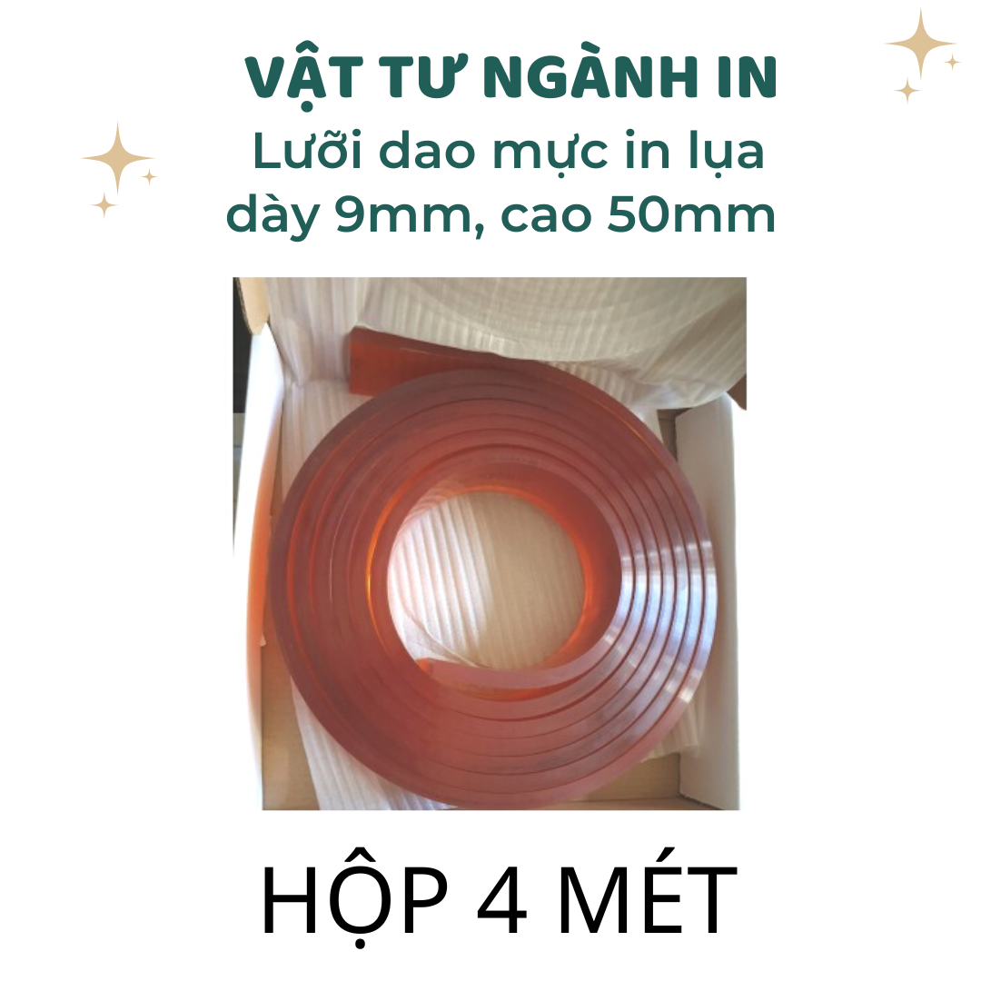 1 hộp 4 mét lưỡi dao gạt mực in lụa dày 9mm, cao 50mm