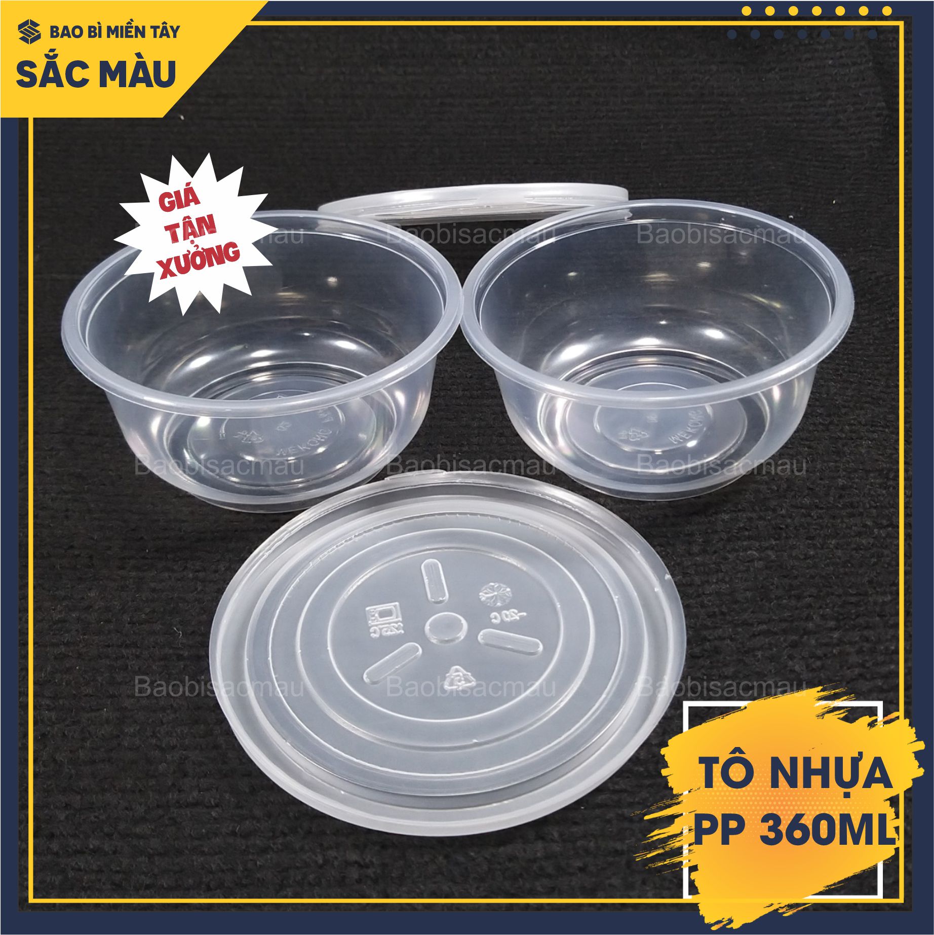 Set 50 Tô nhựa PP 360ml kèm nắp, tô nhựa đựng thực phẩm, chịu nhiệt tốt