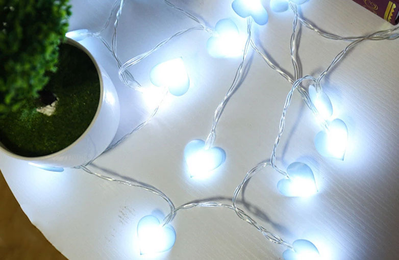 Đèn led dây trang trí trái tim vải tình yêu lãng mạn