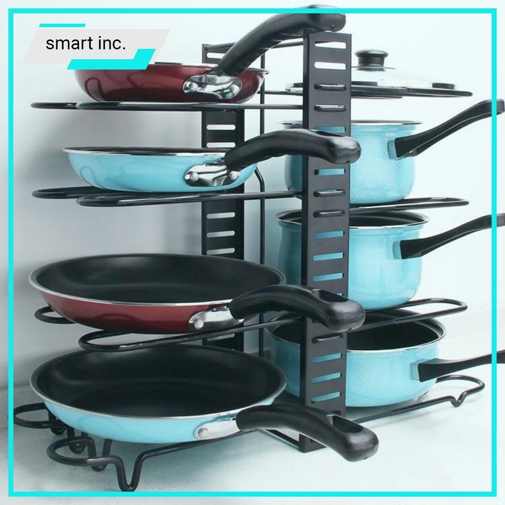 Giá Treo Nhà Bếp Xoong Nồi Kệ Để Nắp Vung Nồi Chảo Inox Nhiều Tầng