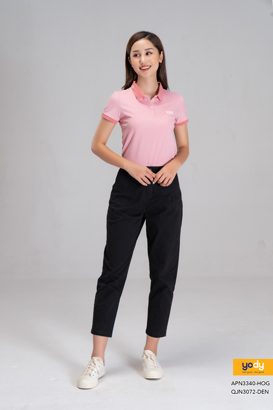 Áo Phông Polo Nữ YODY Tay Ngắn Phối Bo Chất Liệu Pique Mắt Chim Co Giãn Thoải Mái - APN3340