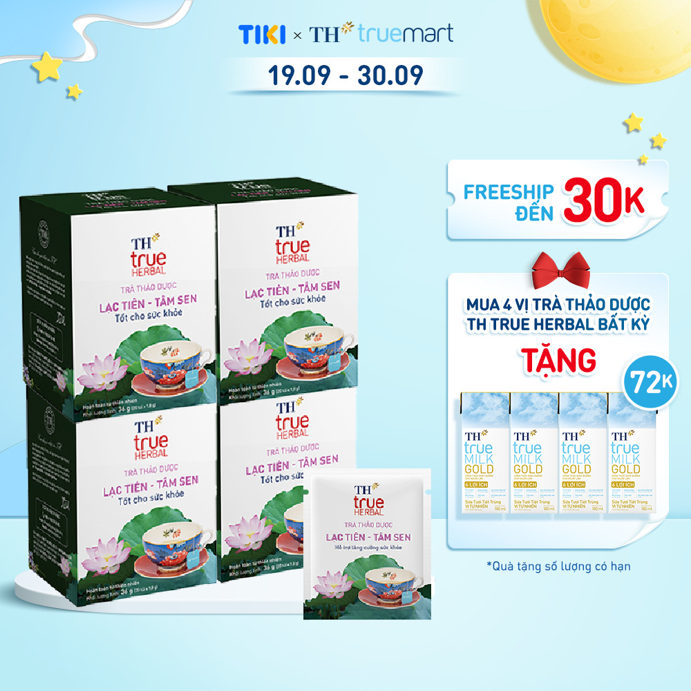 Combo 4 Hộp trà Lạc tiên – Tâm sen TH True Herbal (20 gói)