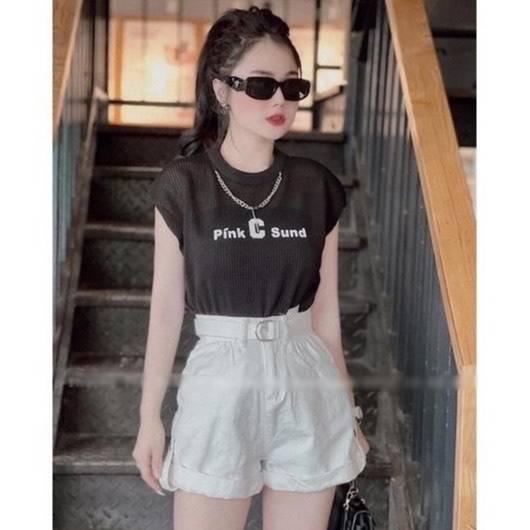 Áo lưới len Montoghi Pink C sund tay hến TẶNG KÈM VÒNG CỔ hàng Quảng Châu siêu xinh