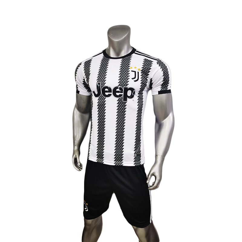 Quần áo bóng đá JUVENTUS 2022 màu trắng sọc đen CÓ IN ẤN theo yêu cầu