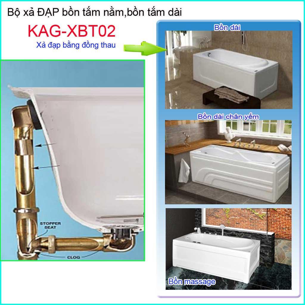 Xả đạp bồn tắm bằng đồng thau KAG-XBT02, Bộ xả dùng cho bồn tắm nằm , xả đạp chân bồn tắm siêu bền sử dụng tốt