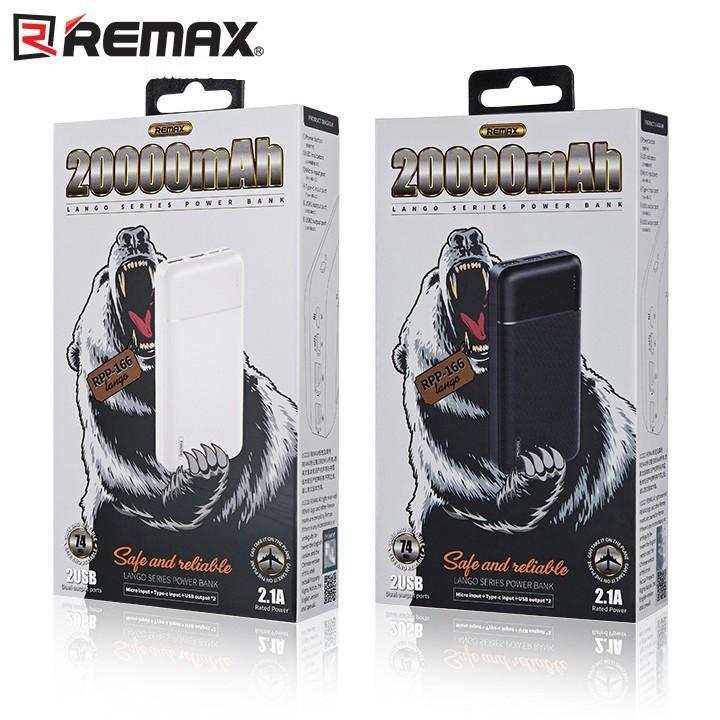 Hình ảnh Pin Sạc Dự Phòng 20000mAh Remax RPP-166 Lango Series Fast Charing 2.1A Tích Hợp 2 Cổng USB(HÀNG CHÍNH HÃNG)