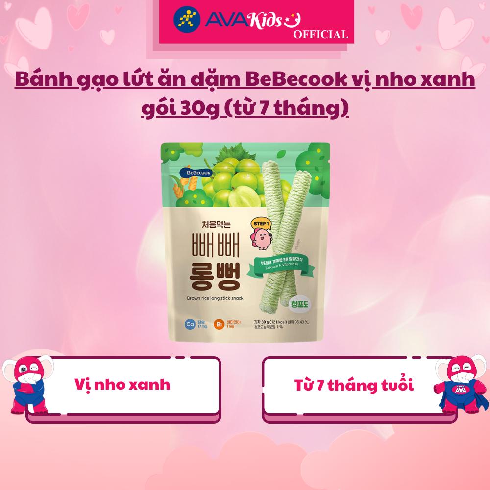 Bánh gạo lứt ăn dặm BeBecook vị nho xanh gói 30g (từ 7 tháng) - Hàng Chính Hãng