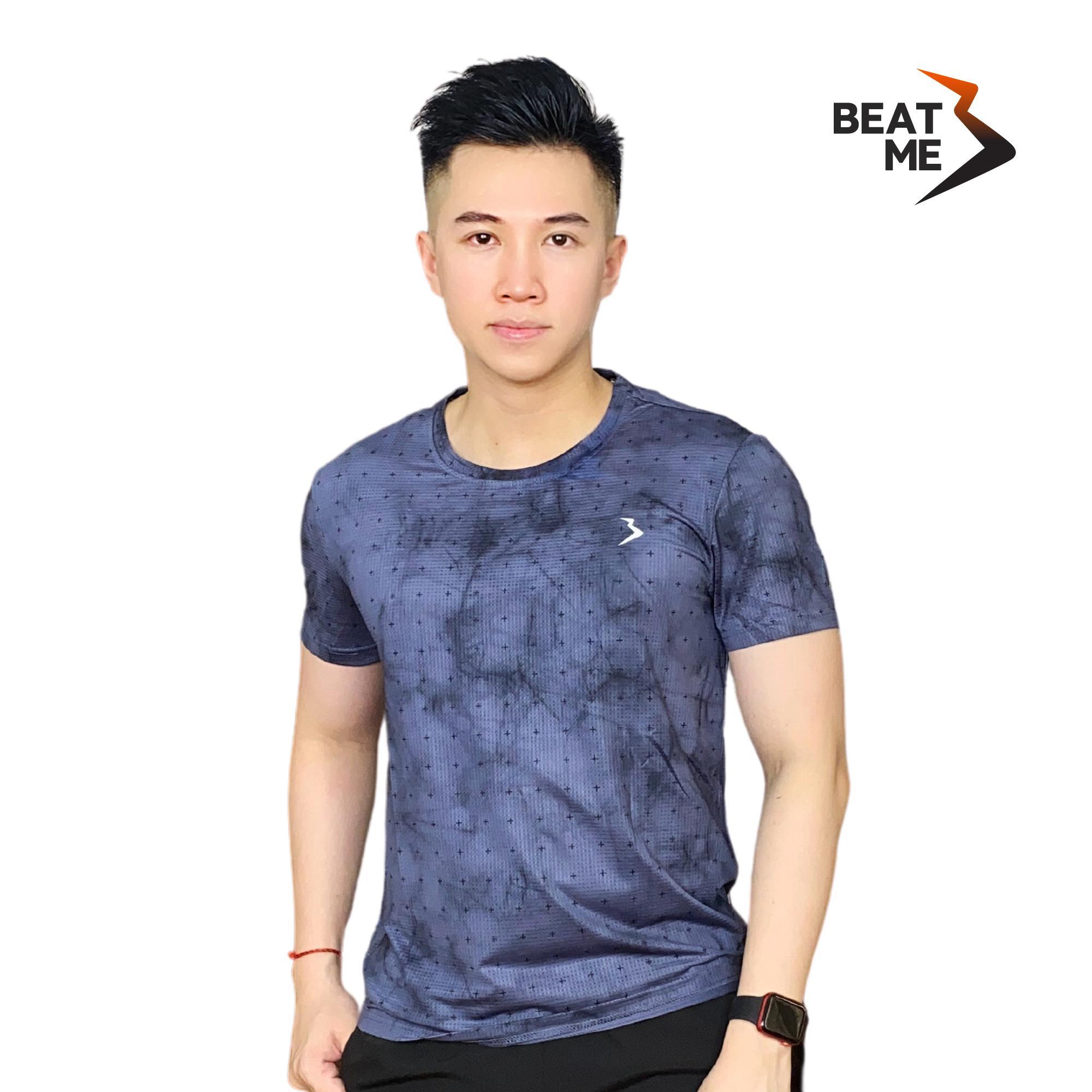 Áo Thun Nam Thể Thao Cổ Tròn Tập Gym Chạy Bộ Beatme Form Vừa Vái Siêu Mát Màu Xám Loang Thoải Mái Tập Luyện Mùa Hè