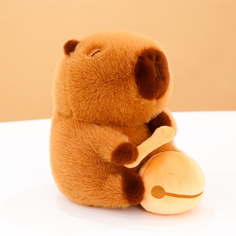 Thú nhồi bông capybara gõ mõ ngộ nghĩnh - Size 35cm - Quà tặng gấu bông chuột lang nước dành cho người cần tịnh tâm.