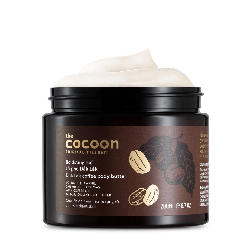 Bơ Dưỡng Thể Cocoon Cà Phê Đắk Lắk 200ml - Dưỡng ẩm toàn thân - Cocoon Dak Lak Coffee Body Butter