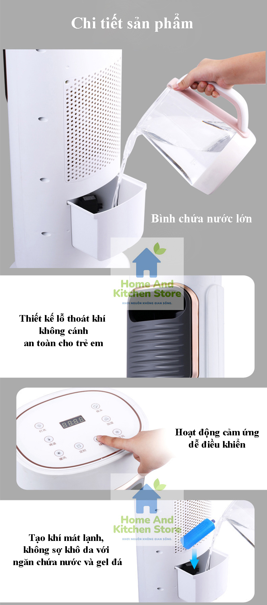 Quạt hơi nước - quạt không cánh 2 chiều CÓ ĐIỀU KHIỂN + GEL ĐÁ, ĐÈN LED, quạt điều hòa hơi nước, quạt sưởi không cánh đa năng