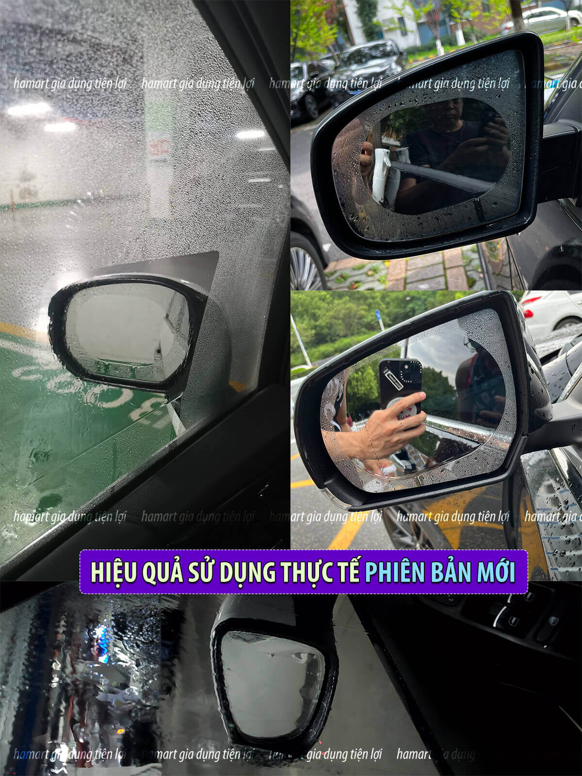 Bộ Miếng Dán Chống Nước Gương Ô Tô Xe Máy Dán Kính Chống Mưa Chống Đọng Nước Phủ NANO Cao Cấp