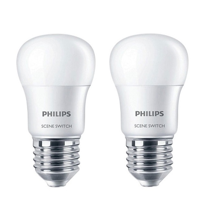 Combo 2 Bóng Đèn Philips LED Scene Switch 2 Cấp Độ Chiếu Sáng 6.5W 3000K E27 P45 2C-929001209307 - Ánh Sáng Vàng