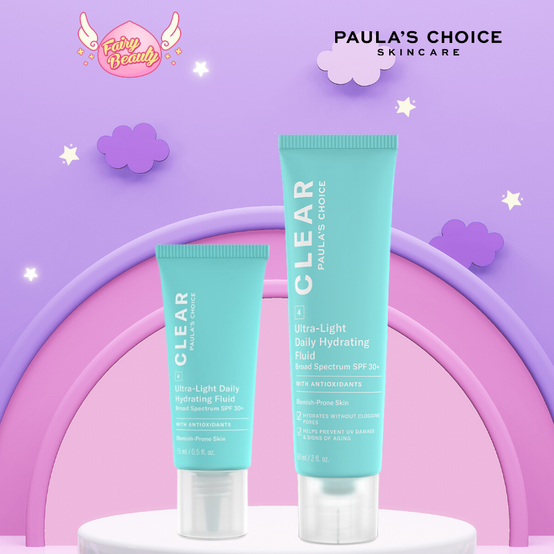 Kem chống nắng dành cho da mụn Paula's Choice Clear Ultra-Light Daily Hydrating Fluid Broad Spectrum SPF 30+ (Mã 6130)