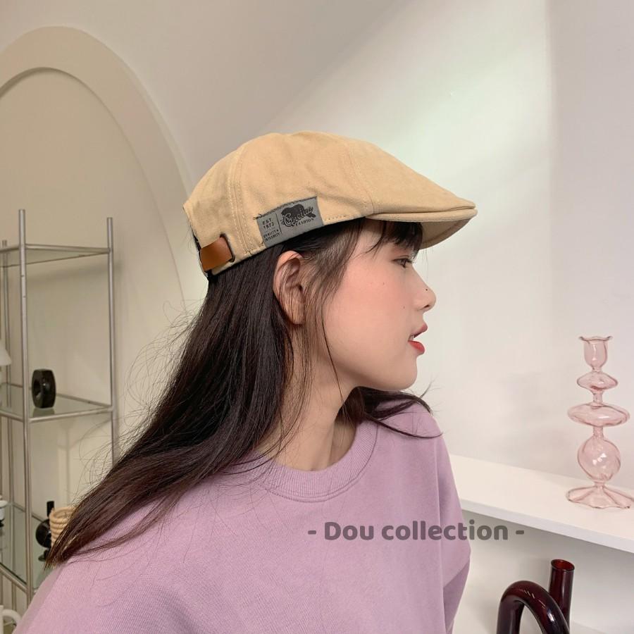 Mũ Nồi (Nón Beret) Retro Nam Nữ Unisex Họa Tiết EST 1973 Đính Bên Hông Phong Cách Nhật Bản - Mã NV032