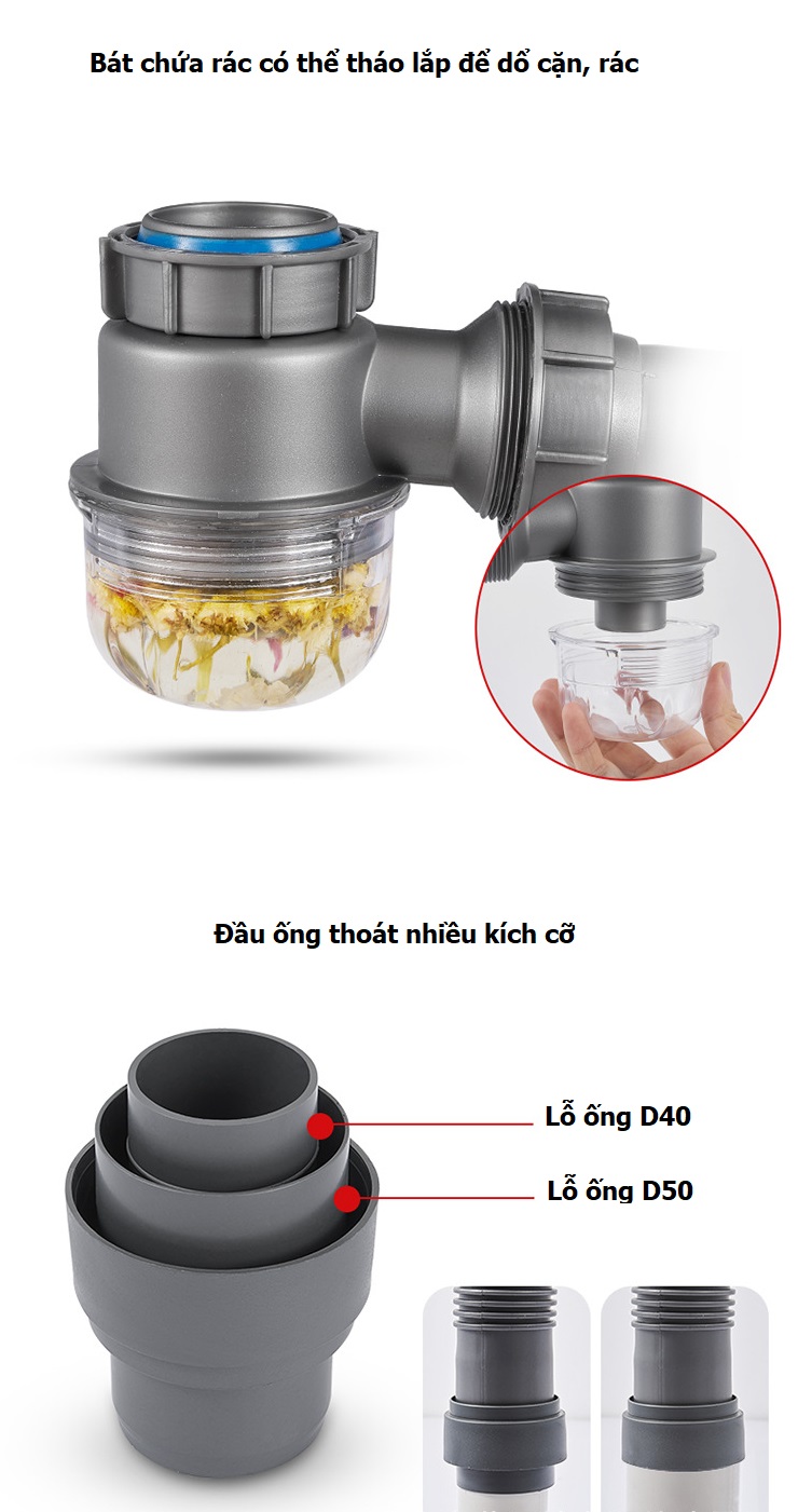 Bộ Xi Phông Chậu Rửa Bát Cao Cấp